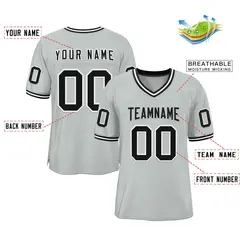 Silver Black-Gray Classic Style Authentic Football Jersey 2
