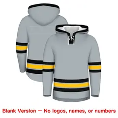 Silver Black Lace-Up Neck Classic Hockey Hoodie 7