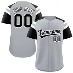 Silver Black Raglan Sleeves Contrast Baseball Jersey