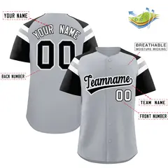 Silver Black Raglan Sleeves Contrast Baseball Jersey 2