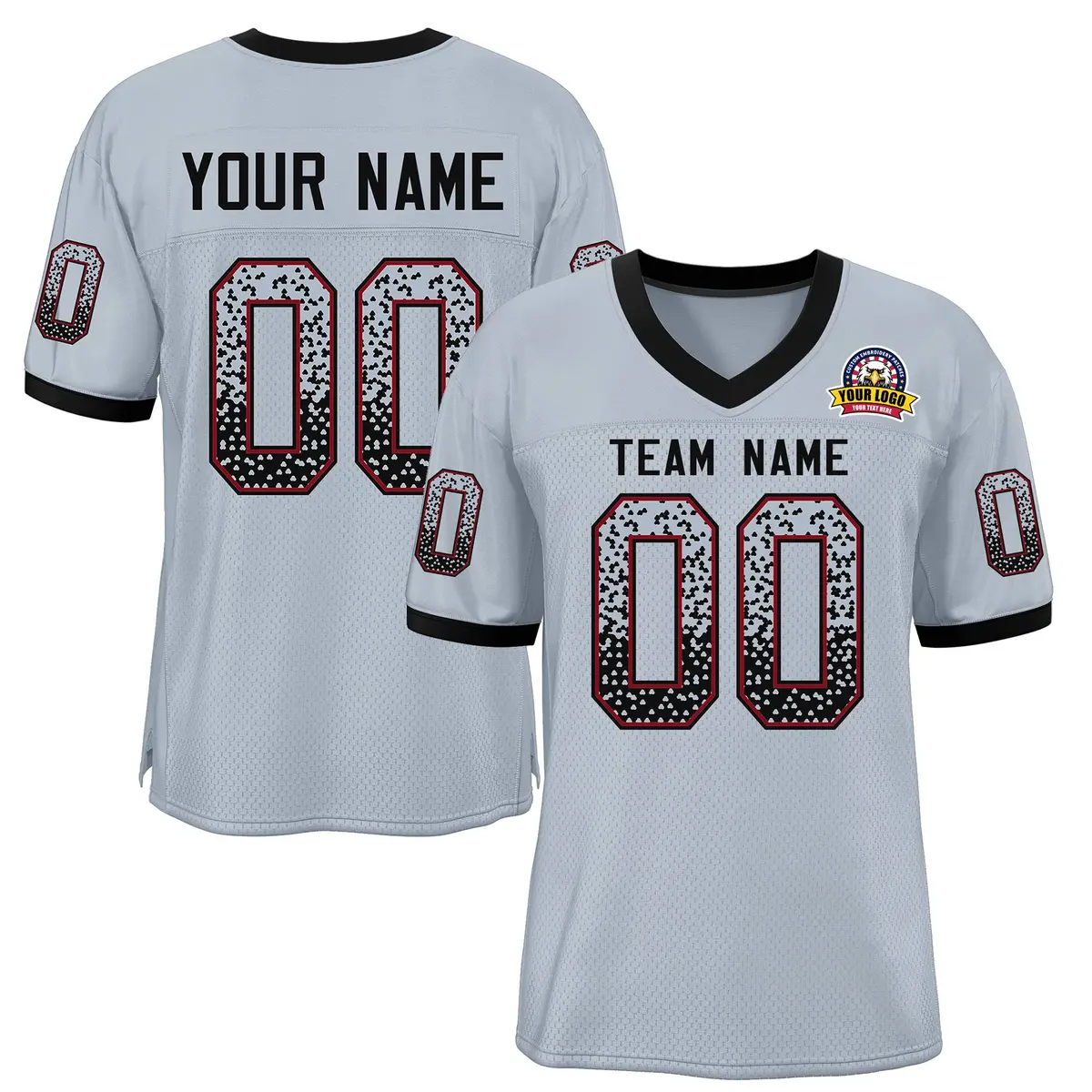 Silver Black-Scarlet Drift Fashion Mesh Football Jersey