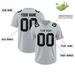 Silver Black Sequin Lettering Football Jersey 2