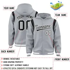 Silver Black Shoulder Color Block Varsity Letterman Jacket Hoodie 4
