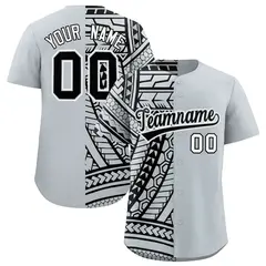 Silver Black Split Tribal Baseball Jersey