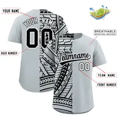 Silver Black Split Tribal Baseball Jersey 2