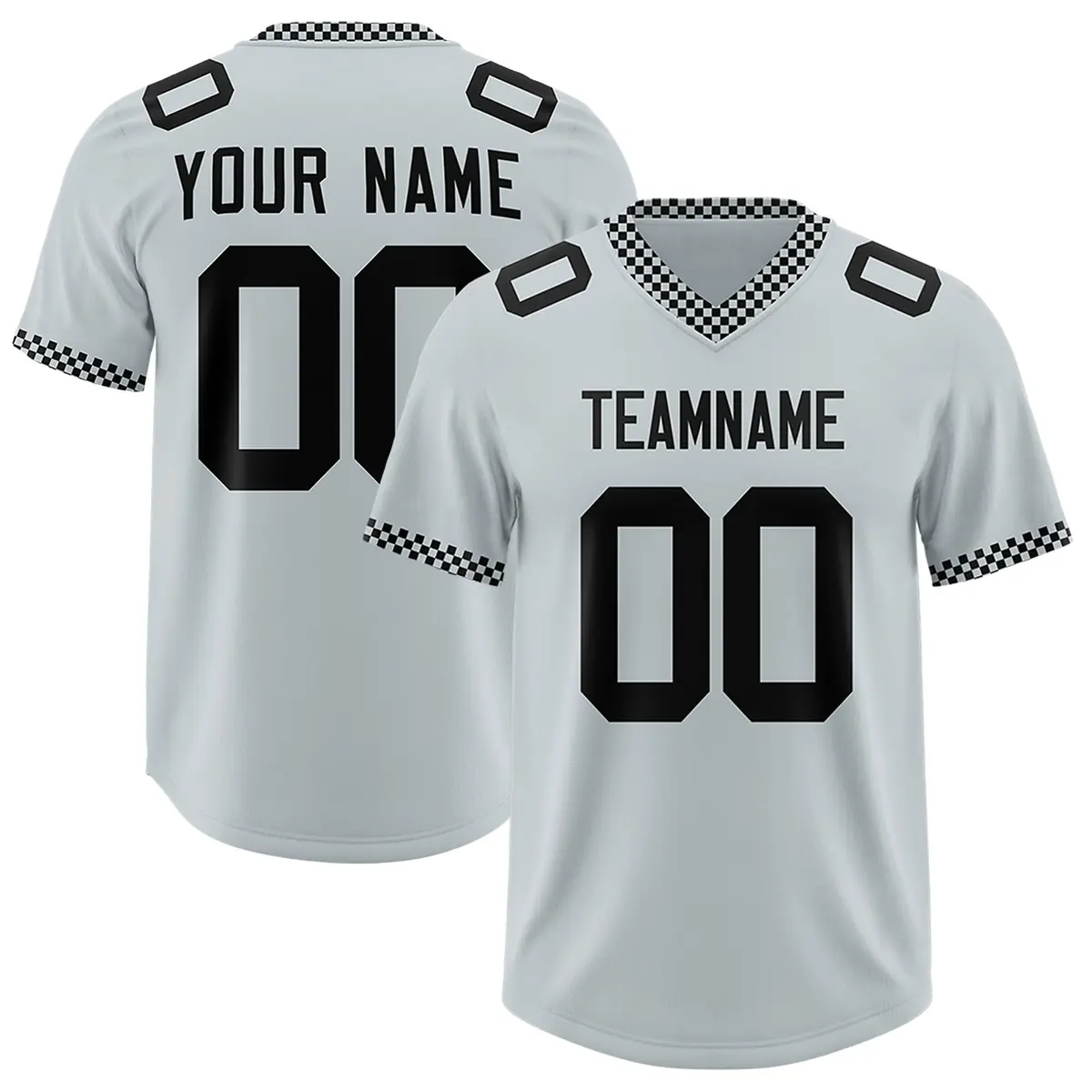Silver Black Square Neckline Football Jersey