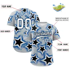 Silver Black Star Graffiti Baseball Jersey 2