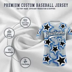 Silver Black Star Graffiti Baseball Jersey 3