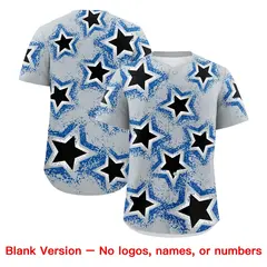 Silver Black Star Graffiti Baseball Jersey 9
