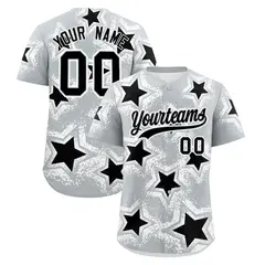 Silver Black Star Graffiti Baseball Jersey