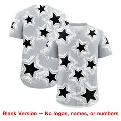 Silver Black Star Graffiti Baseball Jersey 9