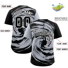 Silver Black Swirl Graffiti Baseball Jersey 2