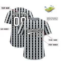 Silver Black Thick Stripes Star Pattern Baseball Jersey 2
