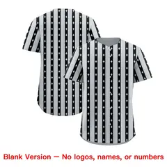 Silver Black Thick Stripes Star Pattern Baseball Jersey 7