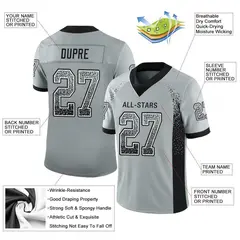 Silver Black-White Drift Mesh Football Jersey 2
