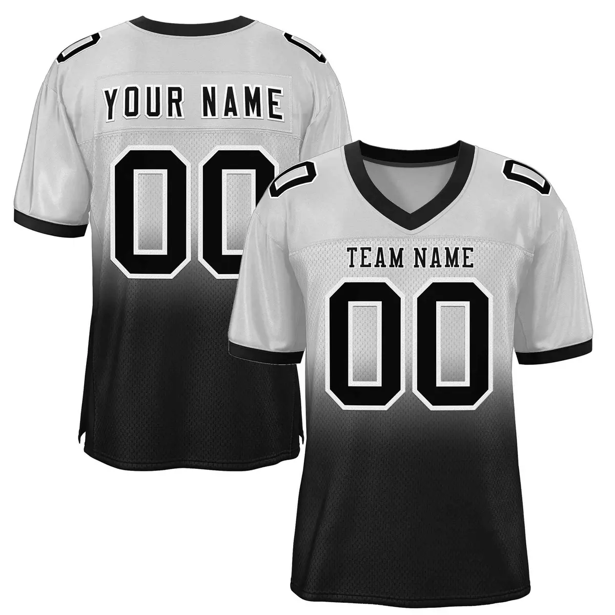 Silver Black-White Gradient Football Jersey