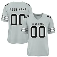 Silver Black-White Mesh Football Jersey