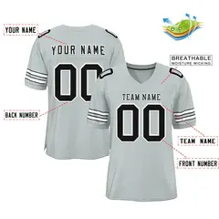 Silver Black-White Mesh Football Jersey 2