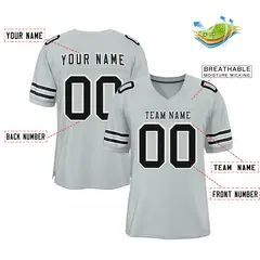 Silver Black-White Mesh Football Jersey 2