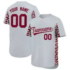 Silver Crimson Leopard Graffiti Side Design Baseball Jersey