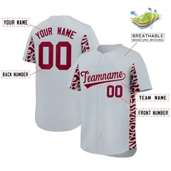 Silver Crimson Leopard Graffiti Side Design Baseball Jersey 2
