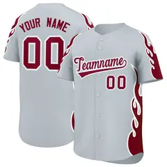 Silver Crimson Side Flame Outline Basketball Jersey 1