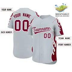 Silver Crimson Side Flame Outline Basketball Jersey 2