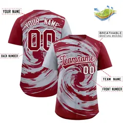 Silver Crimson Swirl Graffiti Baseball Jersey 2