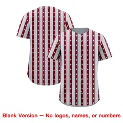 Silver Crimson Thick Stripes Star Pattern Baseball Jersey 7