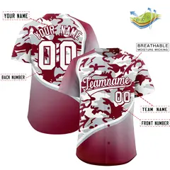 Silver Crimson White Camo Gradient Fashion Baseball Jersey 2
