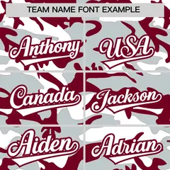 Silver Crimson White Camo Gradient Fashion Baseball Jersey 3