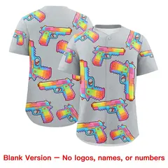 Silver Dark Green Graffiti Pattern Baseball Jersey 4
