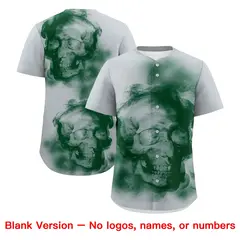 Silver Dark Green Old Gold Skeleton Graffiti Baseball Jersey 8
