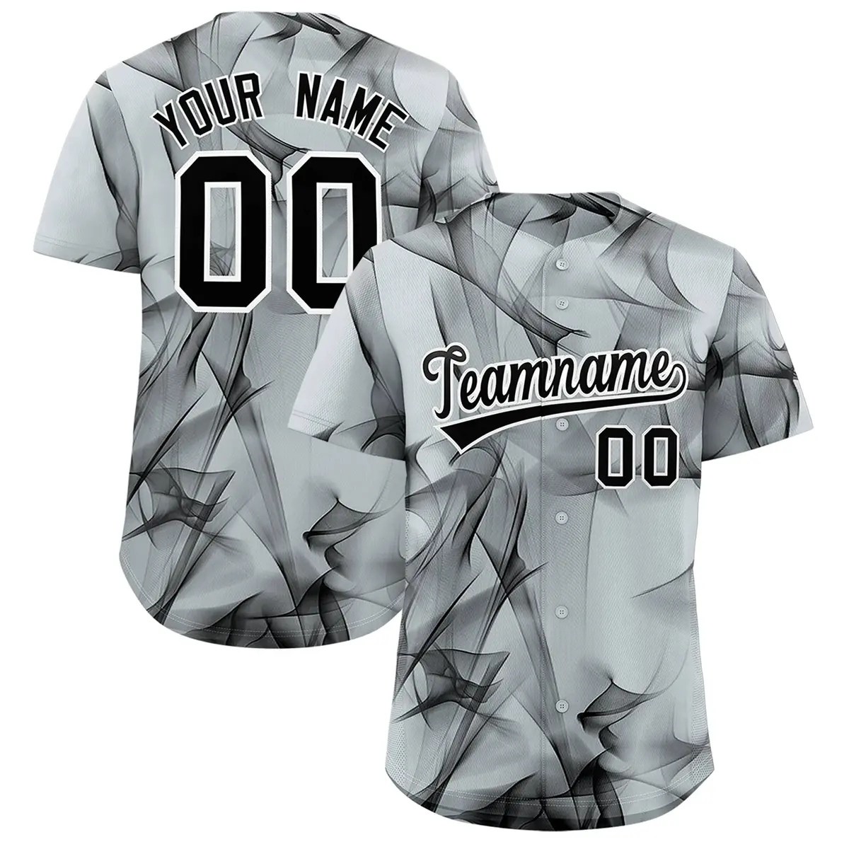 Silver Fumes Graffiti Pattern Authentic Baseball Jersey