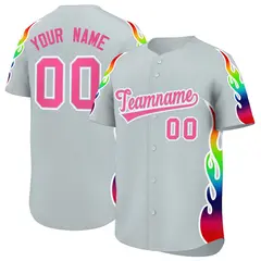 Silver Graffiti Multicolored Flames Print Baseball Jersey 1
