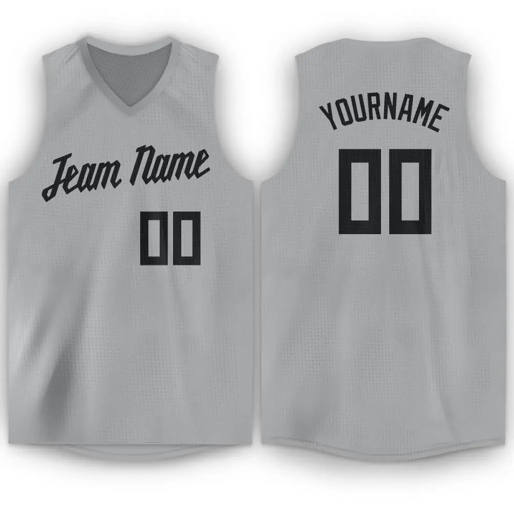 Silver Gray Black Classic Sport Game Basketball Jersey