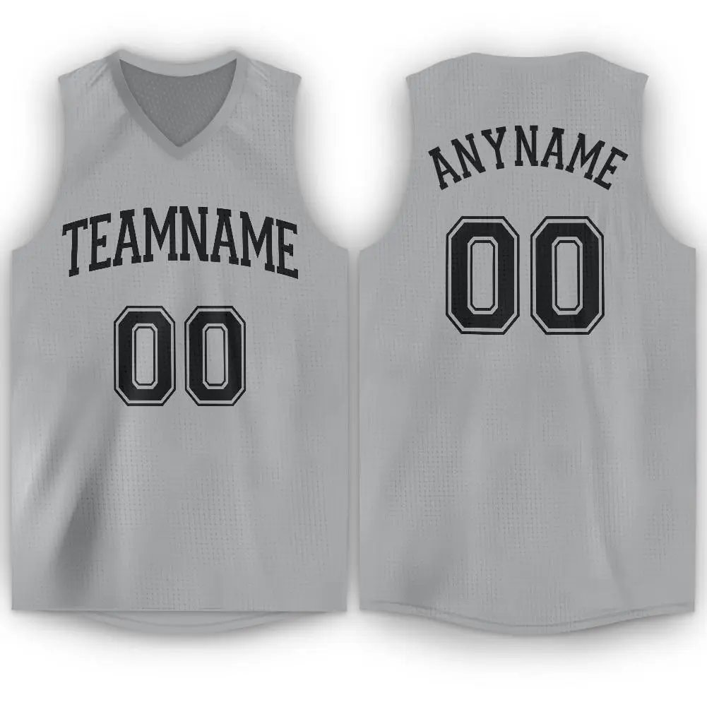 Silver Gray Black Classic Tank Top Basketball Jersey