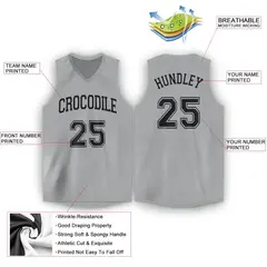 Silver Gray Black Classic Tank Top Basketball Jersey 2