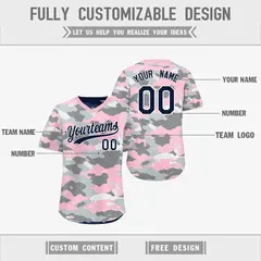 Silver Gray Light Pink Camo Reversible Pullover Baseball Jersey 3