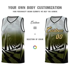 Silver Gray Olive Lightning Halftone Dot Basketball Jersey 3