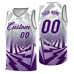 Silver Gray Purple Lightning Halftone Dot Basketball Jersey 1