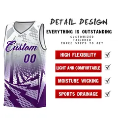Silver Gray Purple Lightning Halftone Dot Basketball Jersey 2