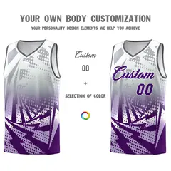 Silver Gray Purple Lightning Halftone Dot Basketball Jersey 3