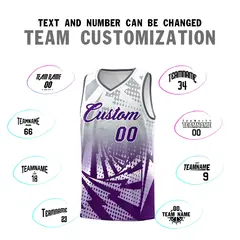 Silver Gray Purple Lightning Halftone Dot Basketball Jersey 4