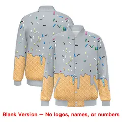 Silver Ice Cream Cone Graffiti Full-Snap Varsity Letterman Jacket 7