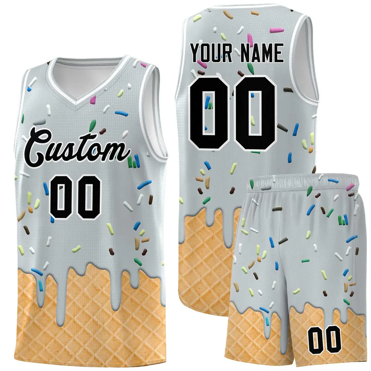 Silver Ice Cream Element Pattern Basketball Kits