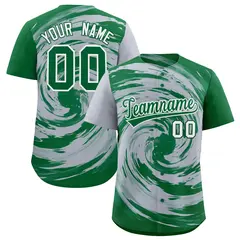 Silver Kelly Green Swirl Graffiti Baseball Jersey 1