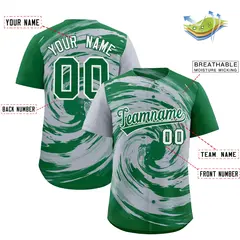 Silver Kelly Green Swirl Graffiti Baseball Jersey 2
