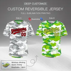 Silver Light Green Camo Reversible Pullover Baseball Jersey 2
