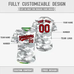 Silver Light Green Camo Reversible Pullover Baseball Jersey 3